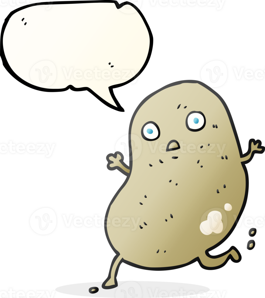 hand drawn speech bubble cartoon potato running png