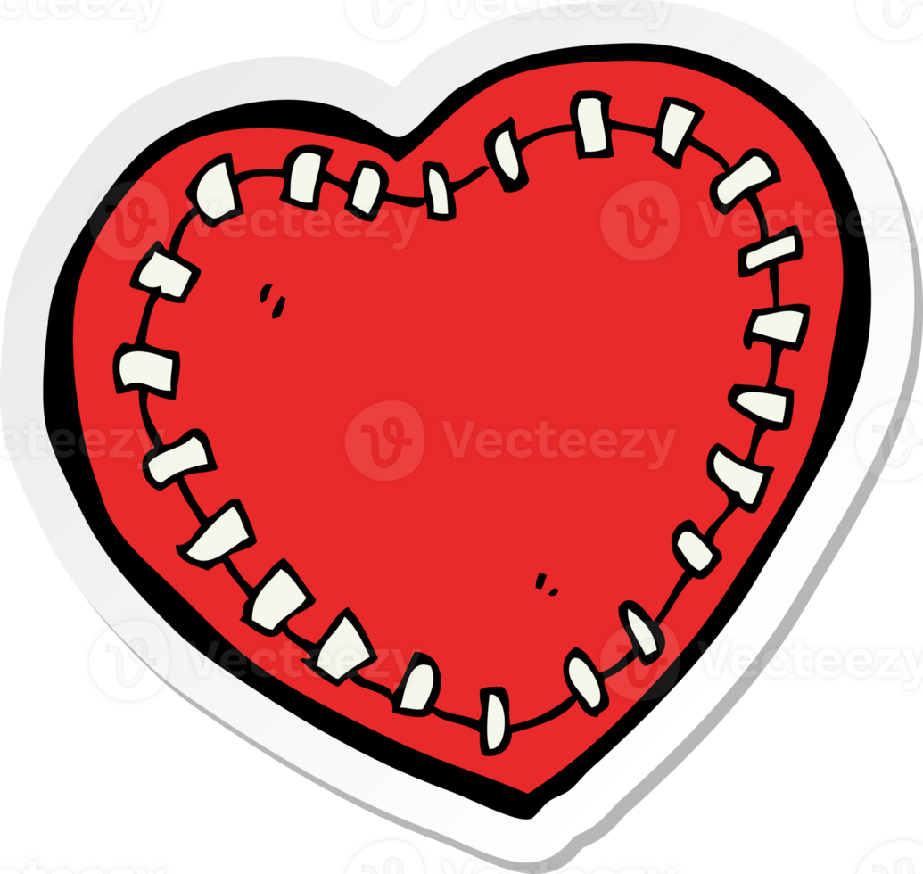sticker of a cartoon stitched heart png