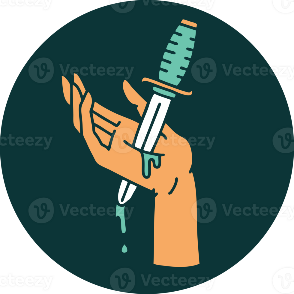 iconic tattoo style image of a dagger in the hand png