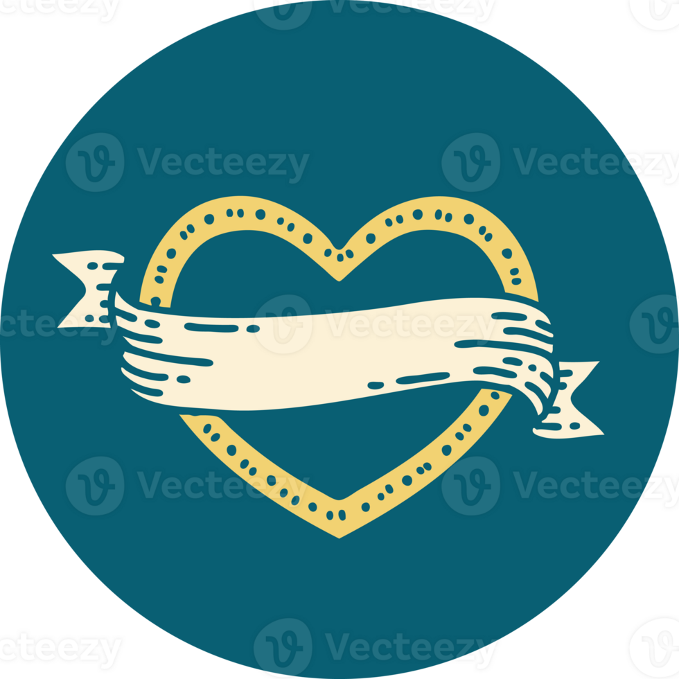 iconic tattoo style image of a heart and banner png
