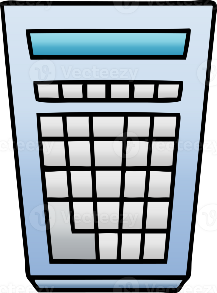 gradient shaded quirky cartoon calculator png