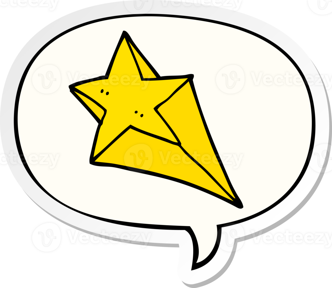 cartoon shooting star with speech bubble sticker png