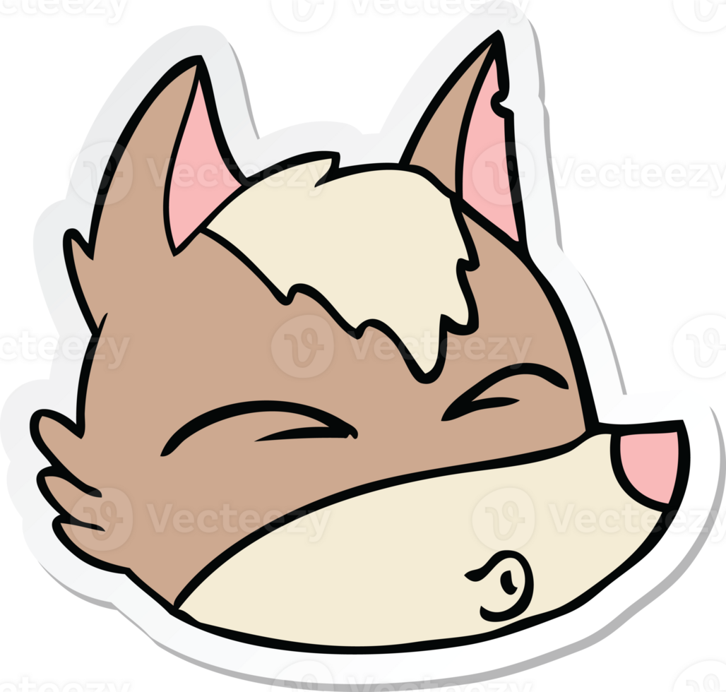 sticker of a cartoon wolf face whistling png