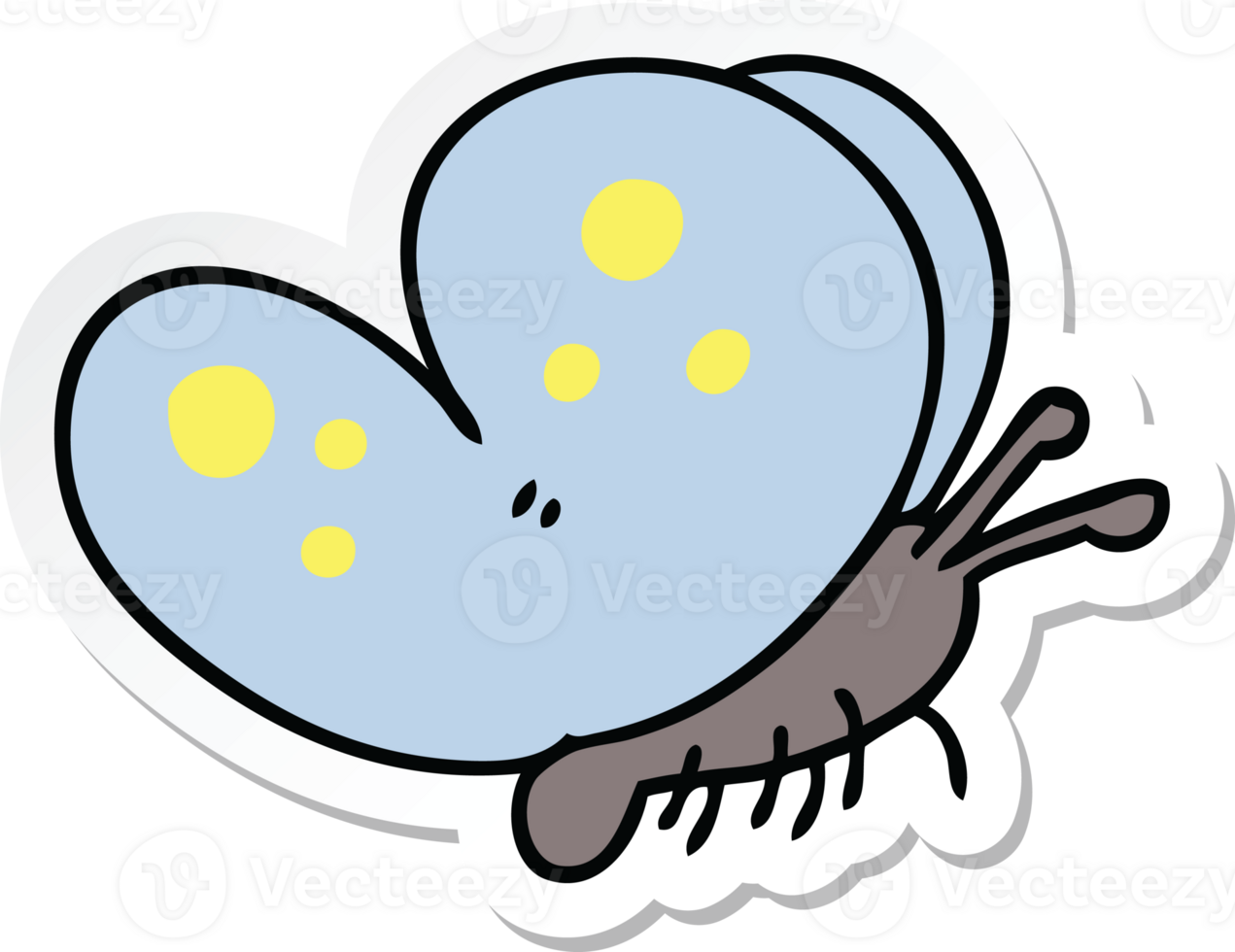 sticker of a quirky hand drawn cartoon butterfly png