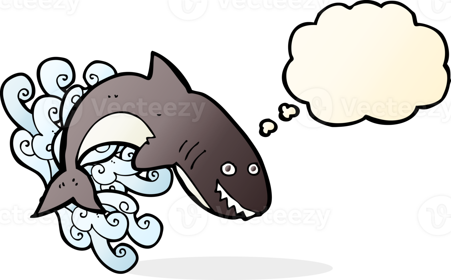cartoon shark with thought bubble png