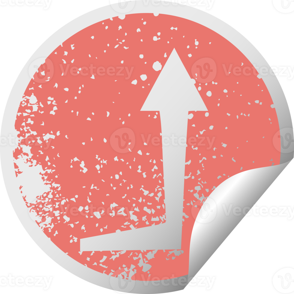distressed circular peeling sticker quirky symbol arrow png
