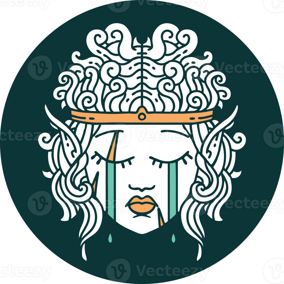 icon of crying elf barbarian character face png