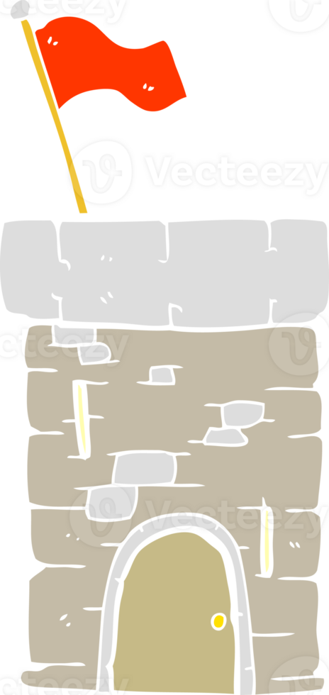 flat color illustration of old castle tower png