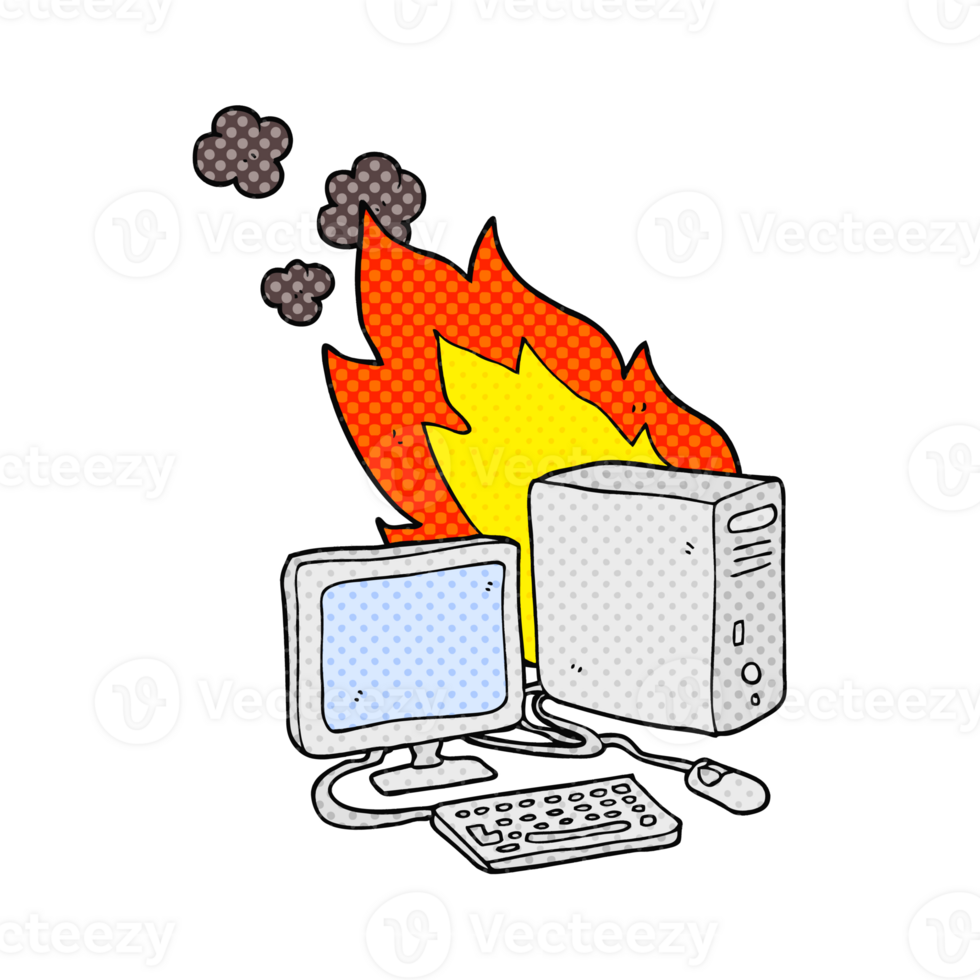 hand drawn comic book style cartoon computer png