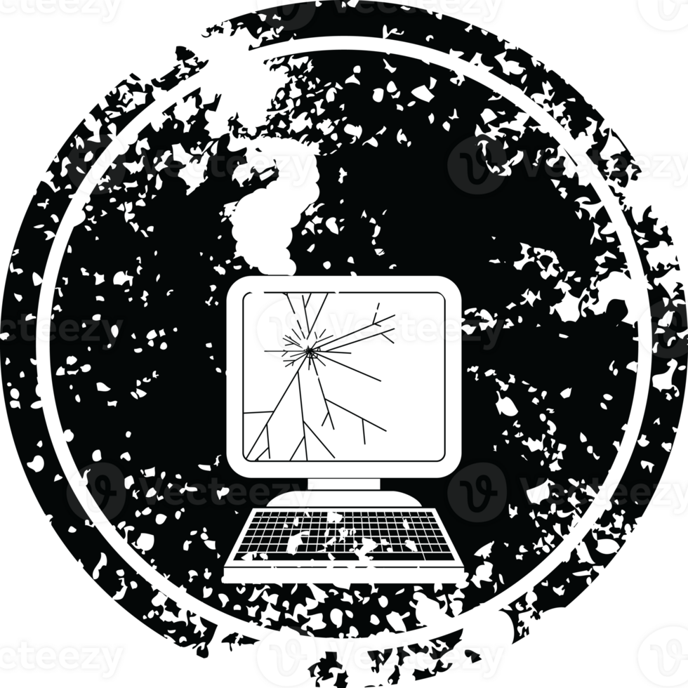 broken computer graphic circular distressed symbol png