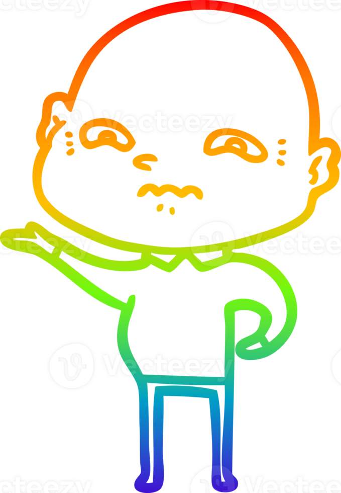 rainbow gradient line drawing of a cartoon nervous man png