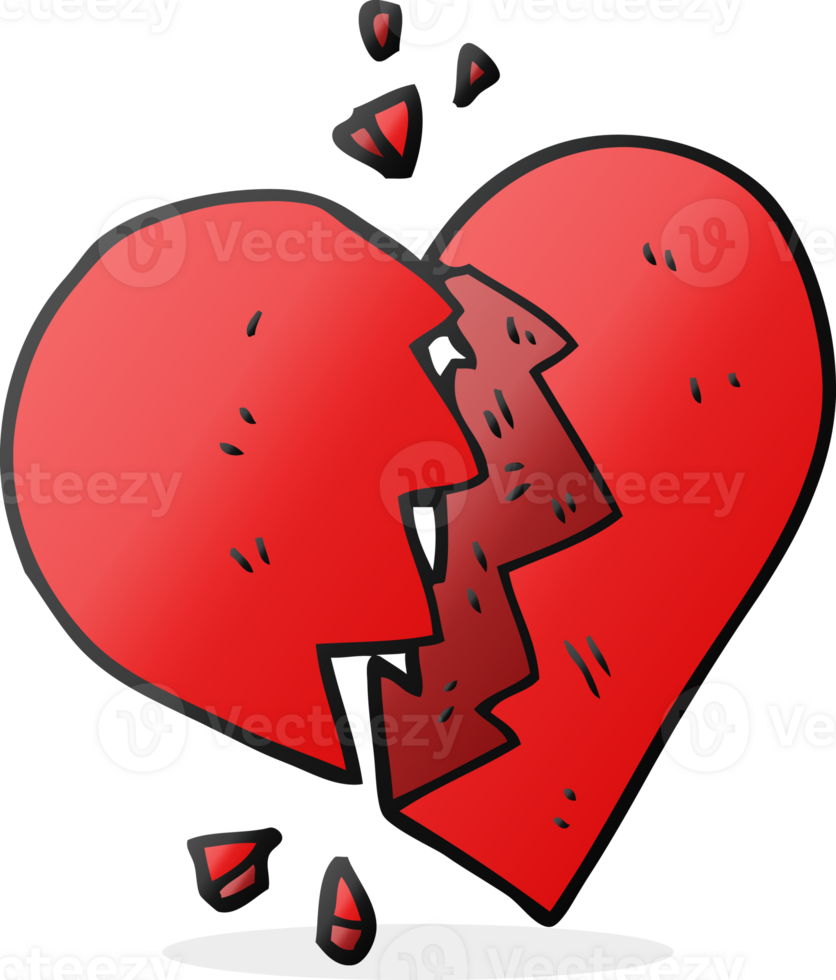 hand drawn cartoon broken heart png