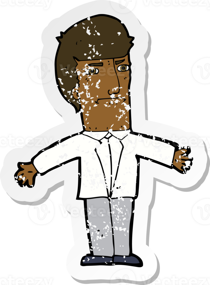 retro distressed sticker of a cartoon annoyed boss png