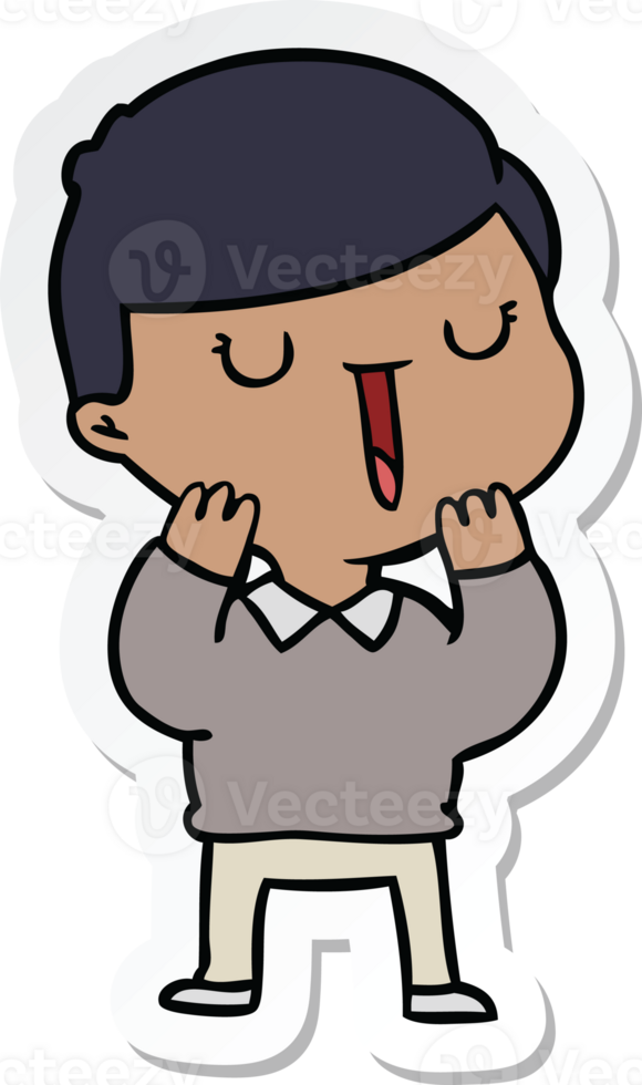 sticker of a cartoon happy boy png