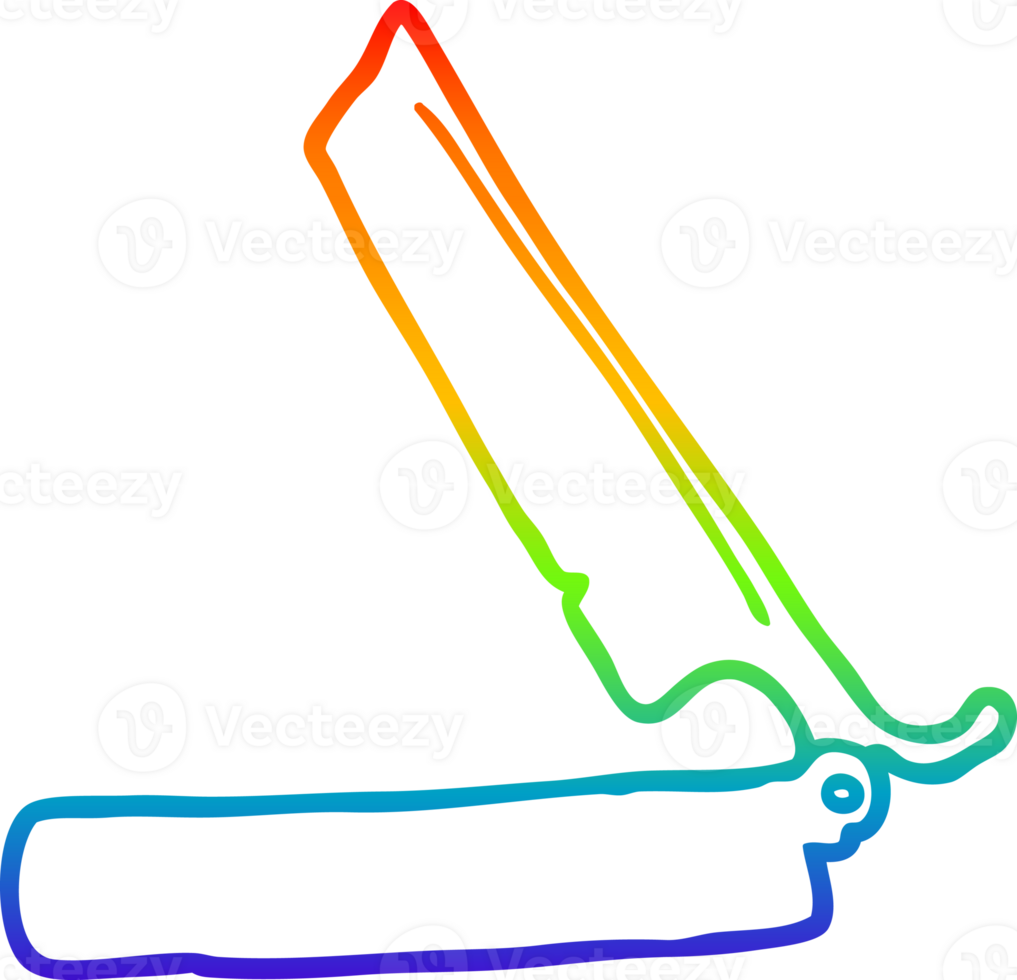rainbow gradient line drawing of a cartoon traditional razor png