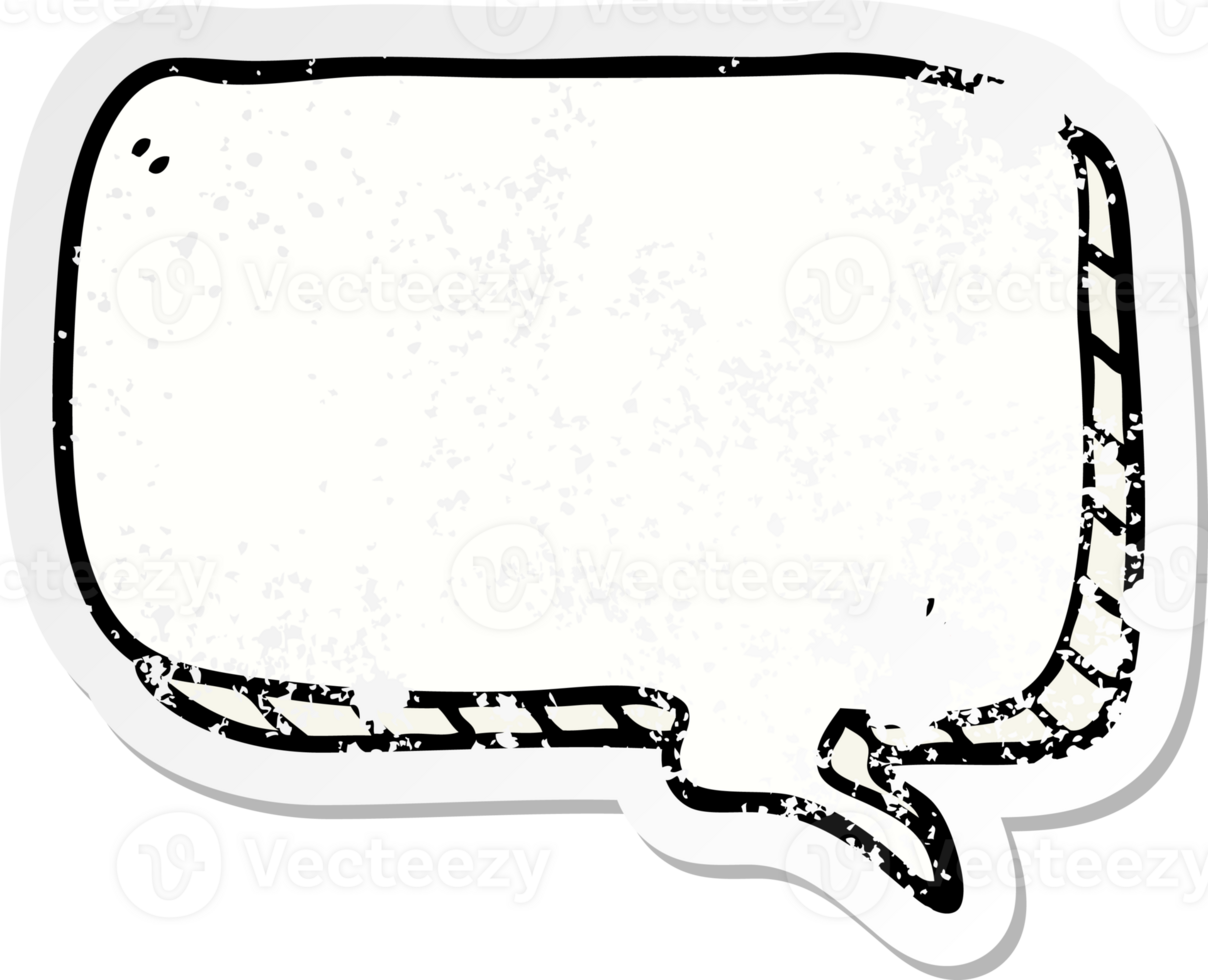 distressed sticker of a cartoon speech bubble png