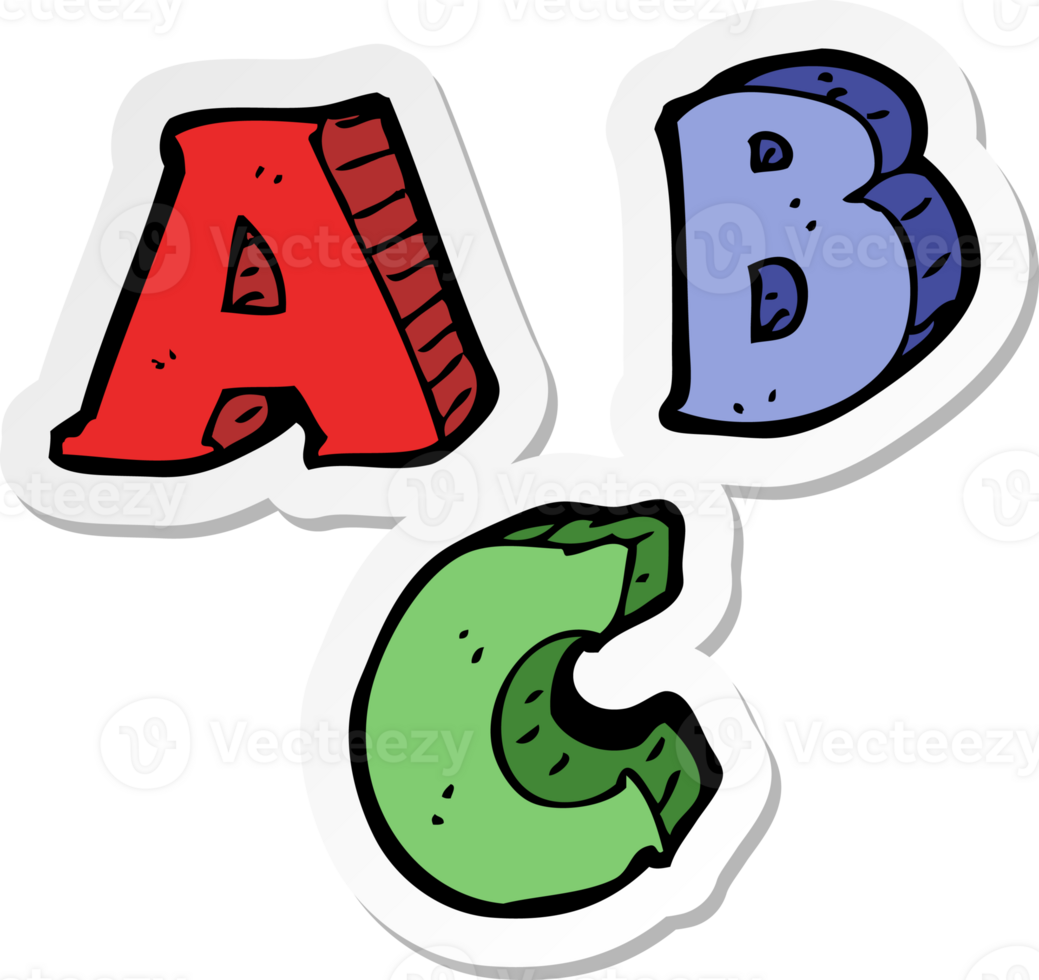 sticker of a cartoon ABC letters png