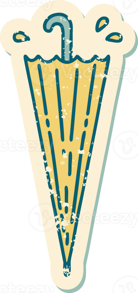 iconic distressed sticker tattoo style image of a closed umbrella png