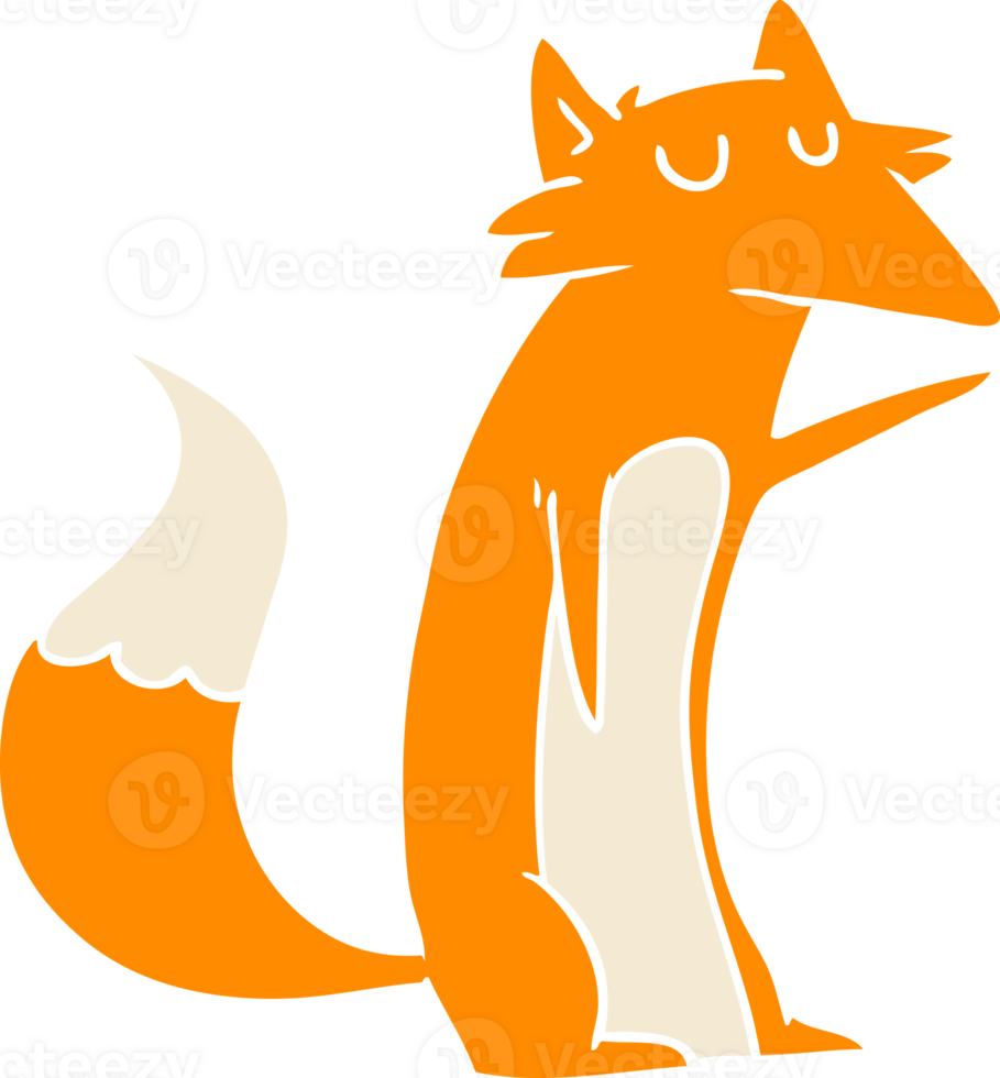 flat color style cartoon fox png