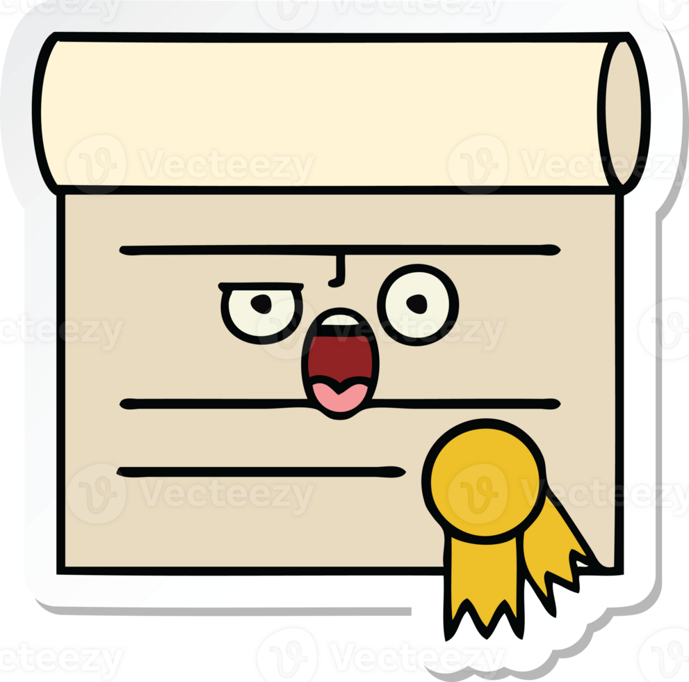 sticker of a cute cartoon certificate png