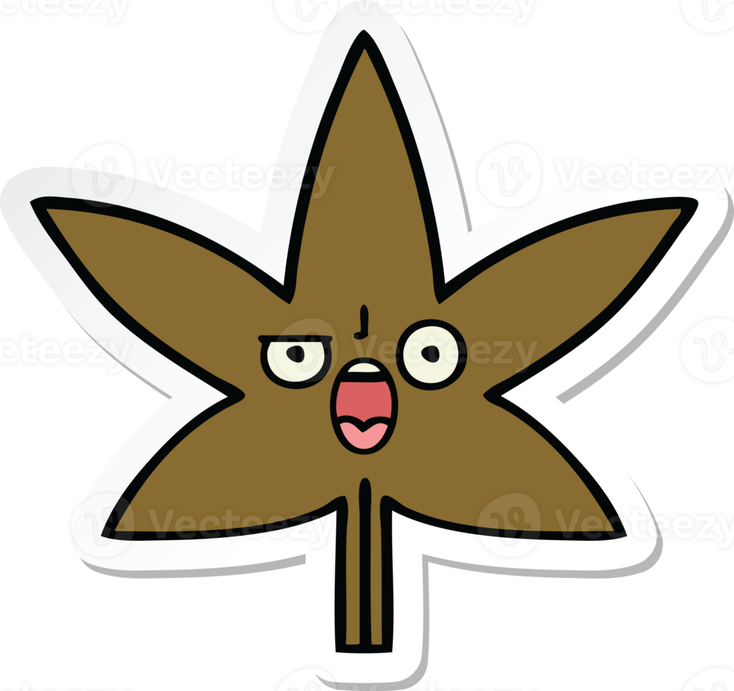 sticker of a cute cartoon autumnal leaf png