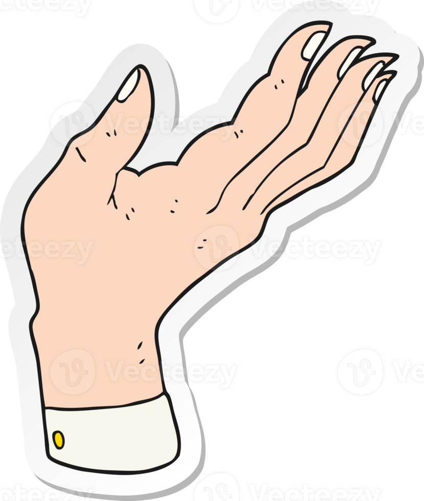 sticker of a cartoon open hand raised palm up png