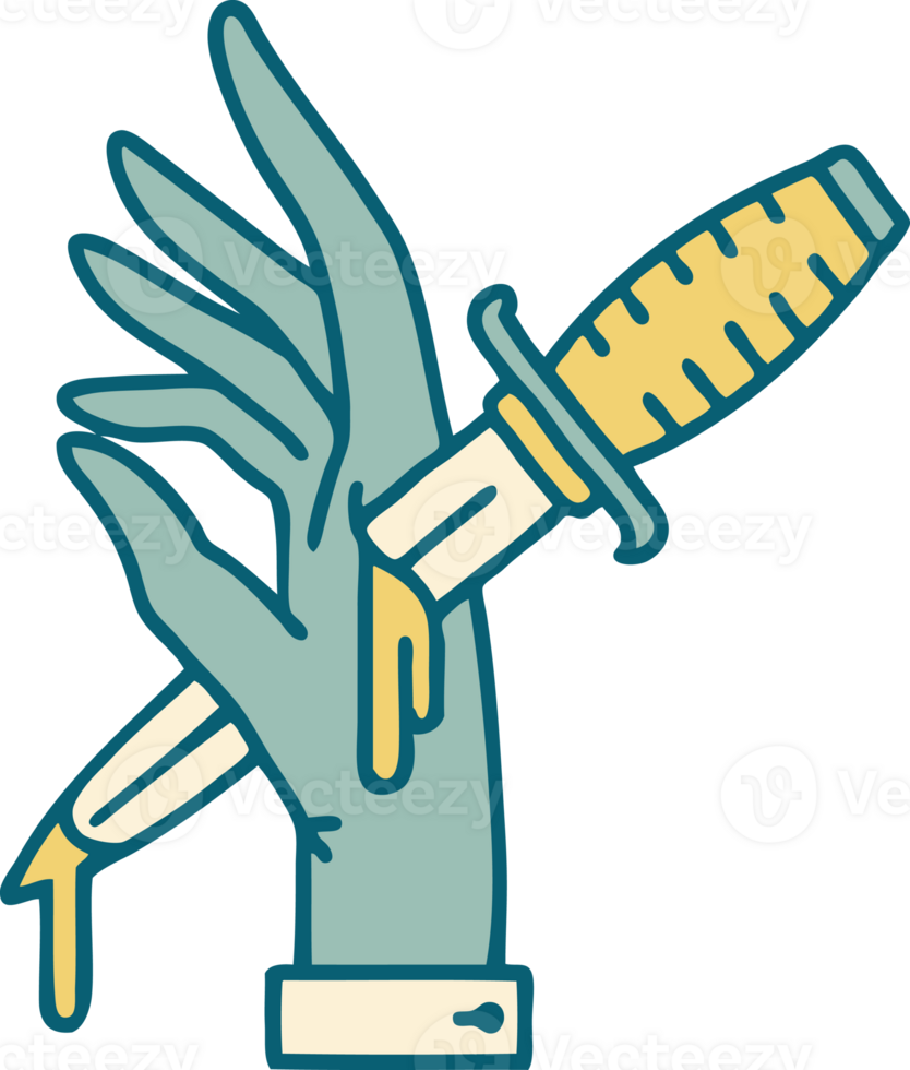 iconic tattoo style image of a dagger in the hand png