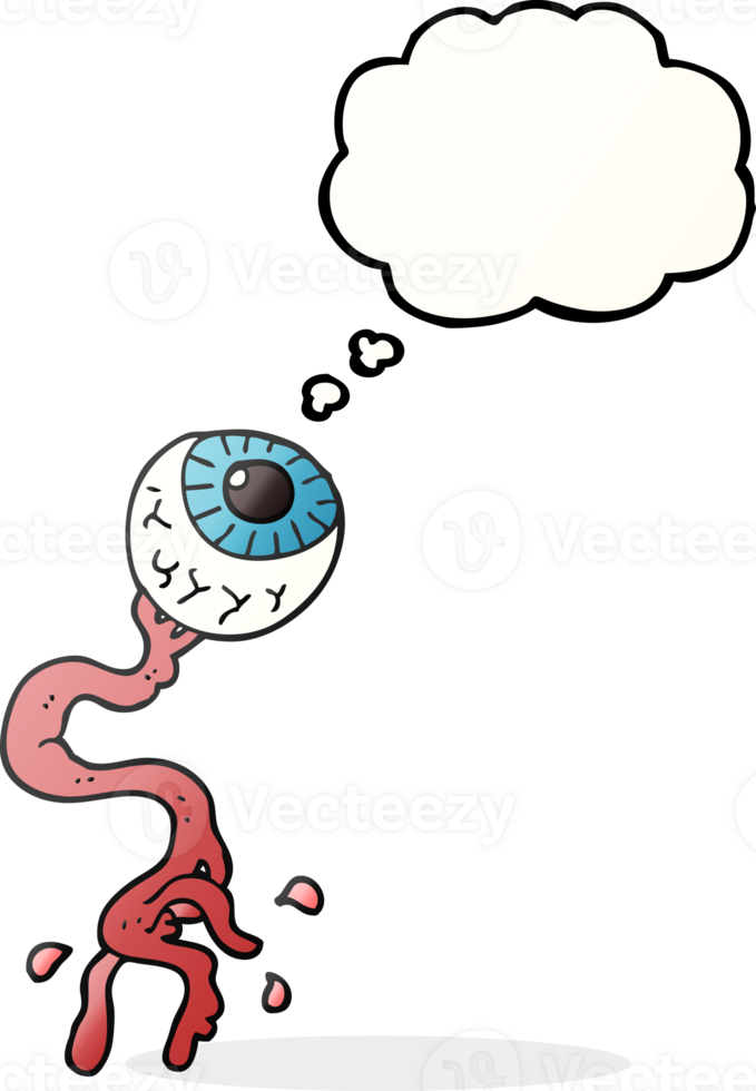 hand drawn thought bubble cartoon gross eyeball png