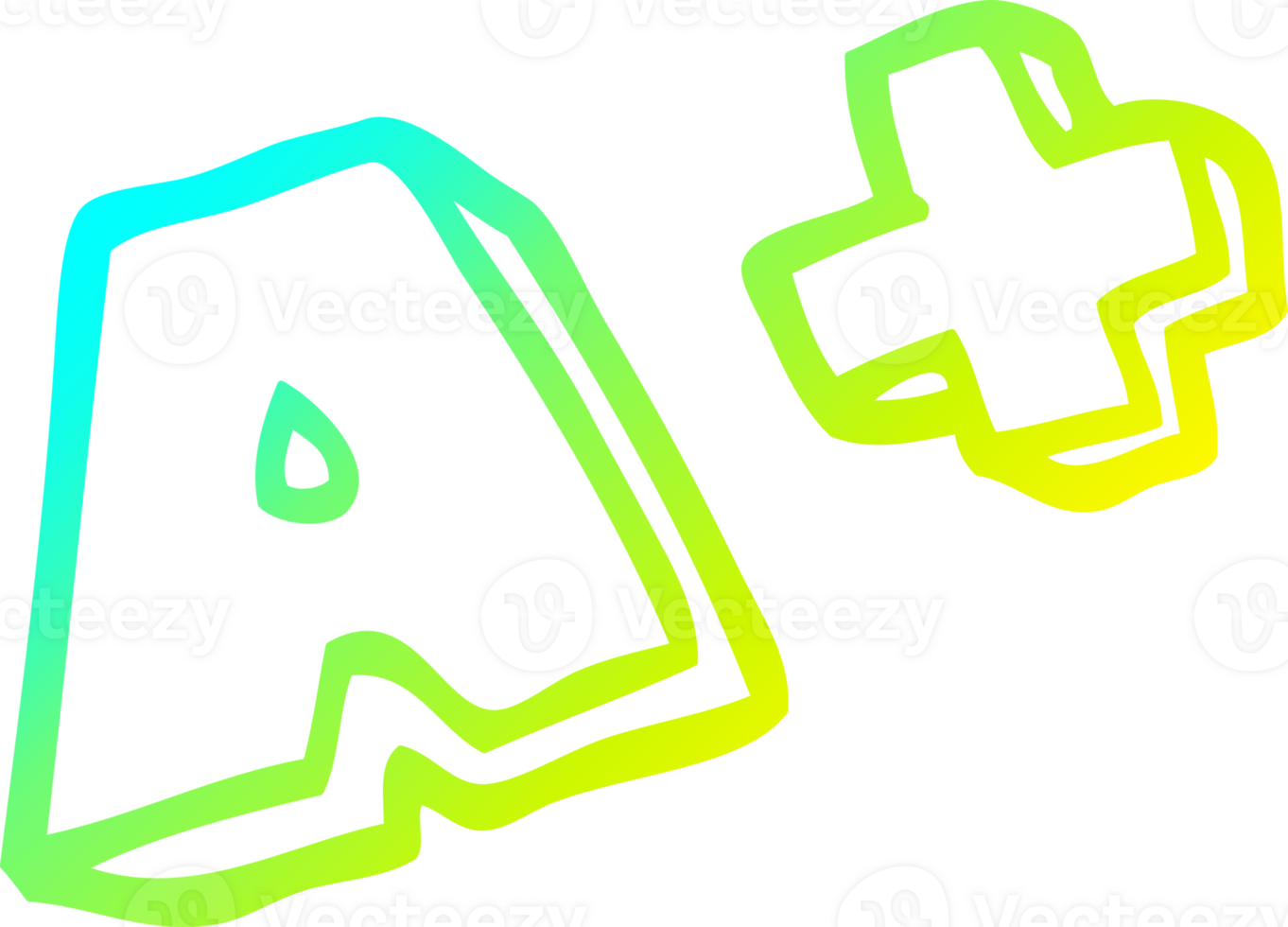 cold gradient line drawing of a cartoon letter grades png