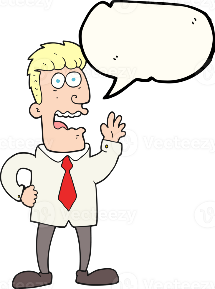 hand drawn speech bubble cartoon businessman png