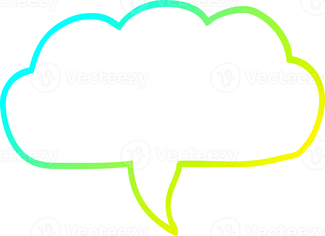 cold gradient line drawing of a cartoon cloud speech bubble png