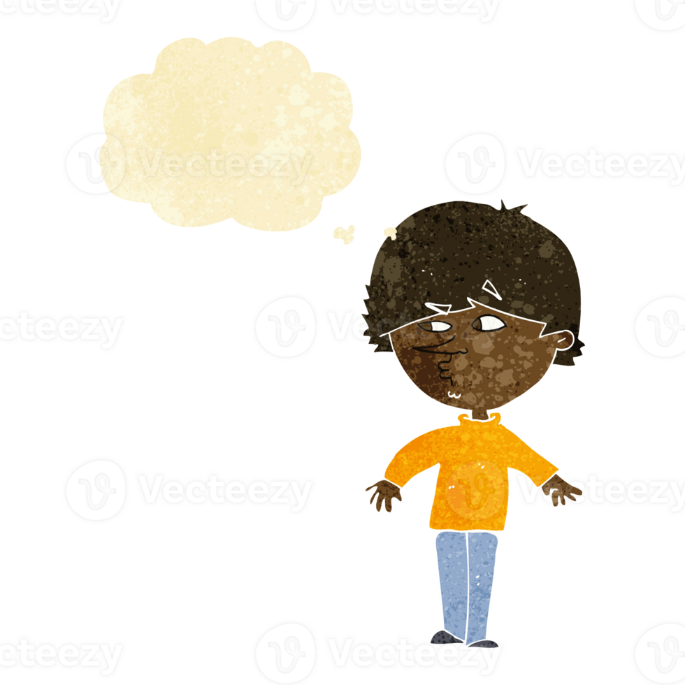 cartoon suspicious man looking over shoulder with thought bubble png