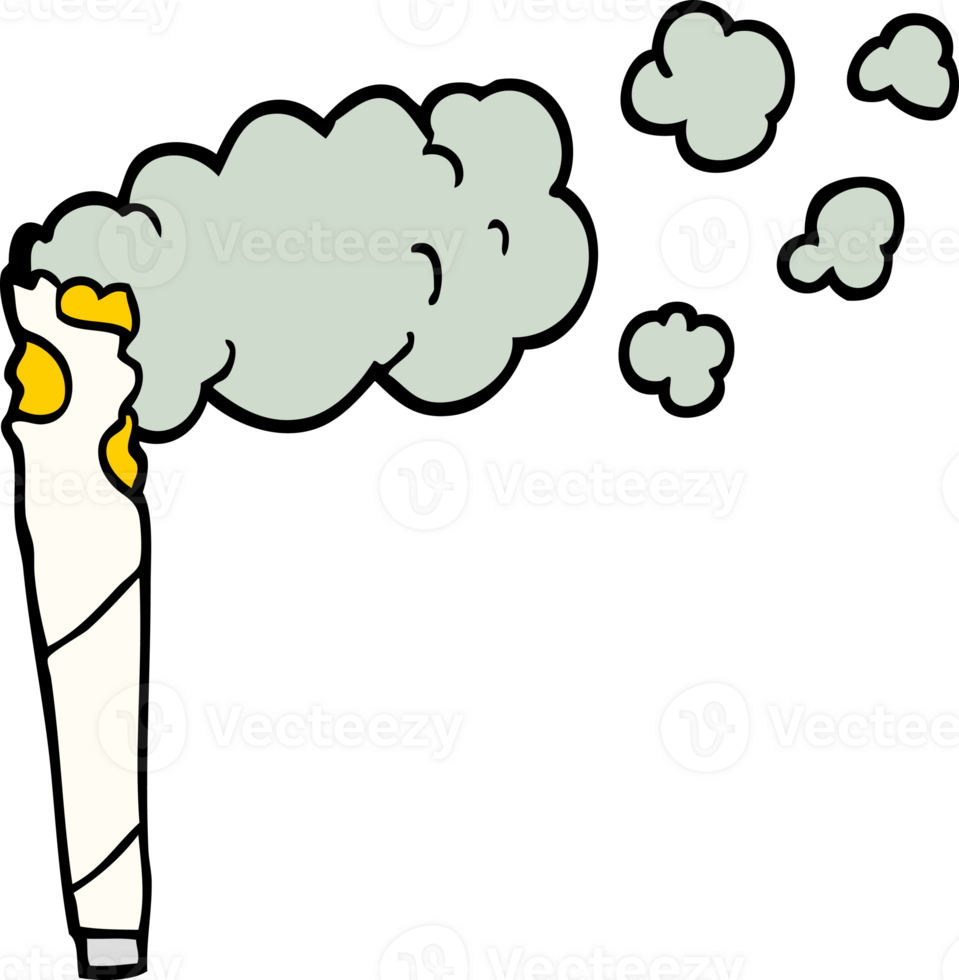 hand drawn doodle style cartoon cannabis cigarette png