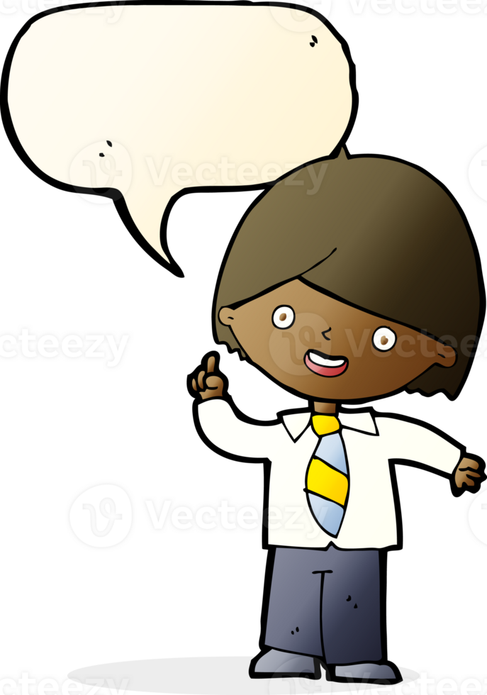 cartoon school boy answering question with speech bubble png
