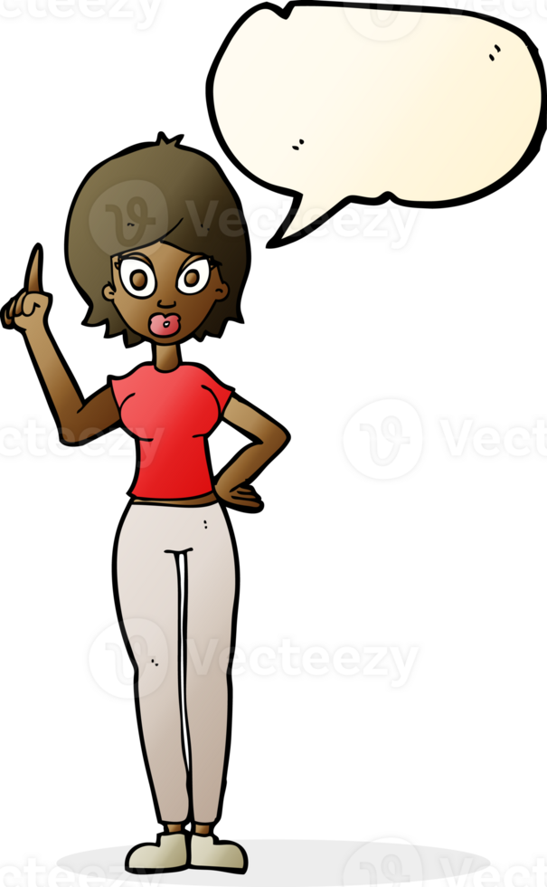 cartoon woman explaining her point with speech bubble png
