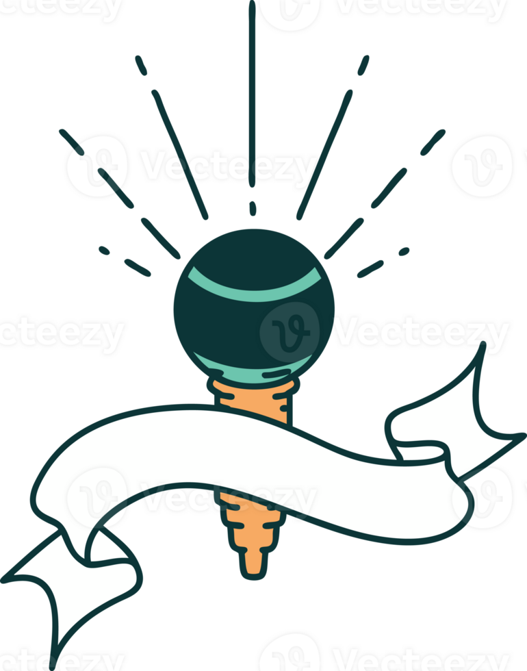scroll banner with tattoo style microphone png