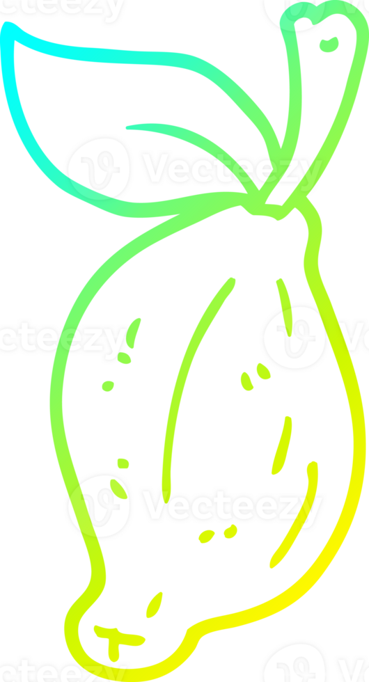 cold gradient line drawing of a cartoon organic lemon png