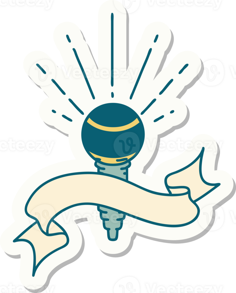 sticker of a tattoo style microphone png