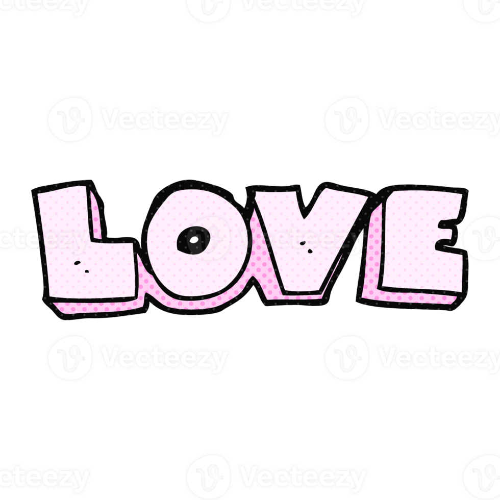 hand drawn cartoon word love png