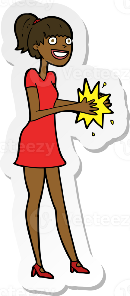 sticker of a cartoon woman clapping hands png