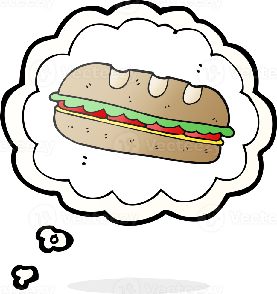 hand drawn thought bubble cartoon huge sandwich png
