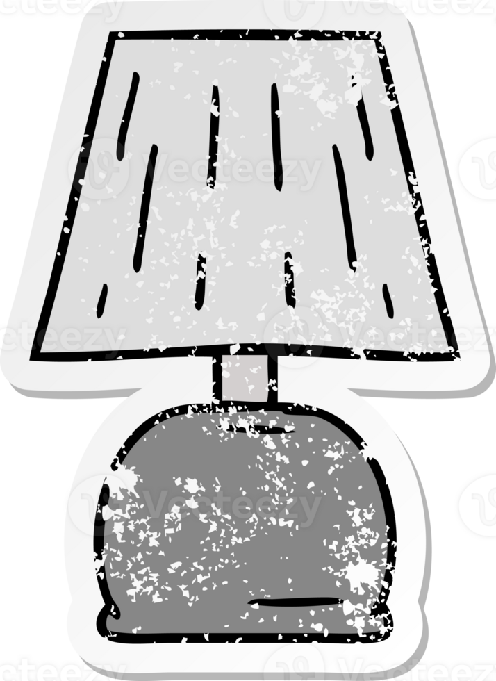 hand drawn distressed sticker cartoon doodle of a bed side lamp png
