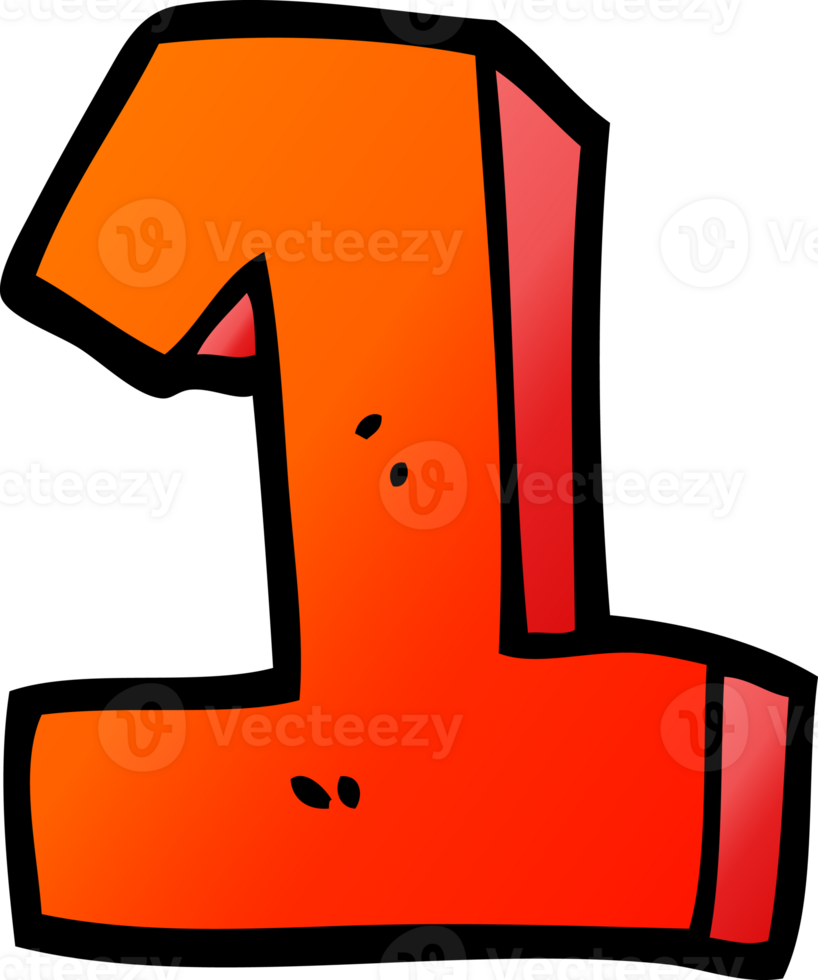gradient illustration cartoon number one png