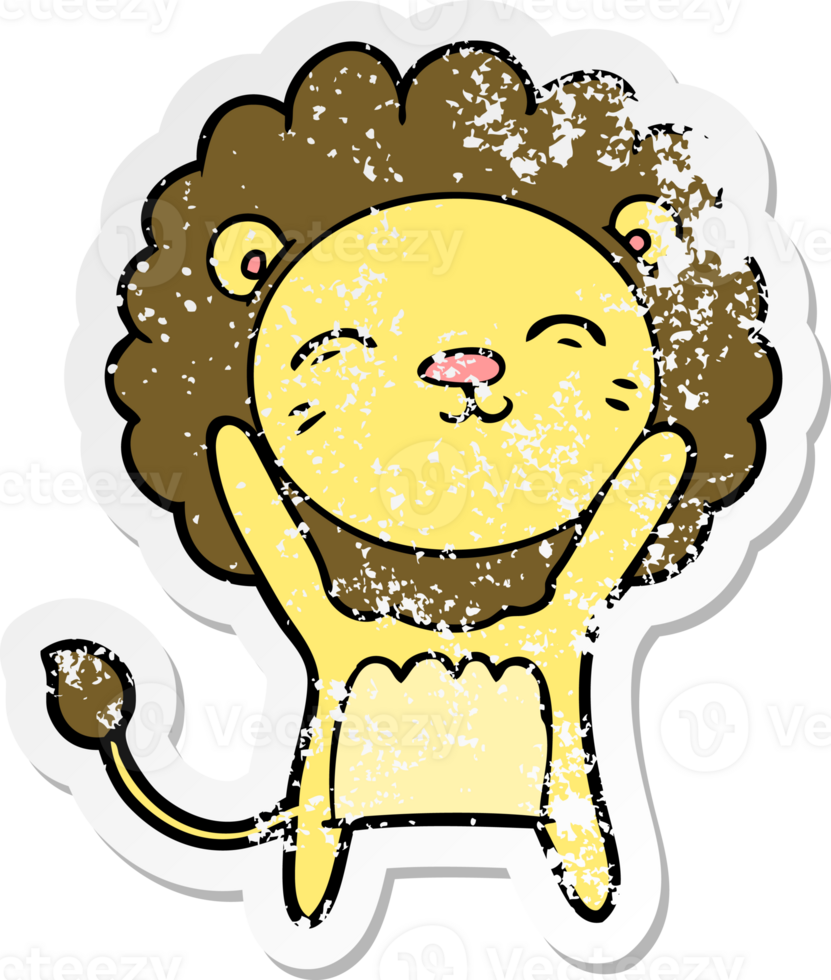 distressed sticker of a cartoon lion png