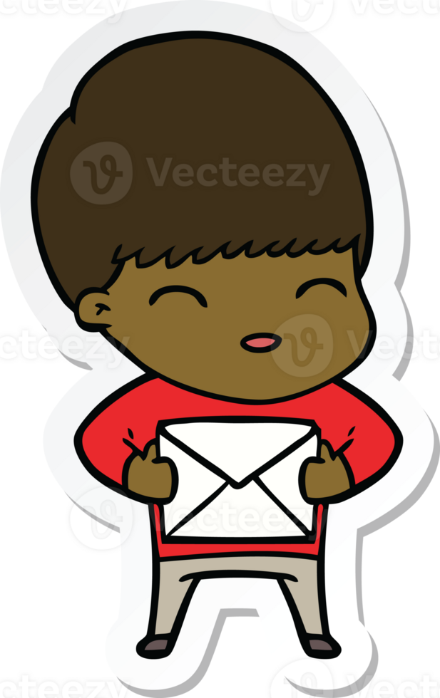 sticker of a happy cartoon boy png
