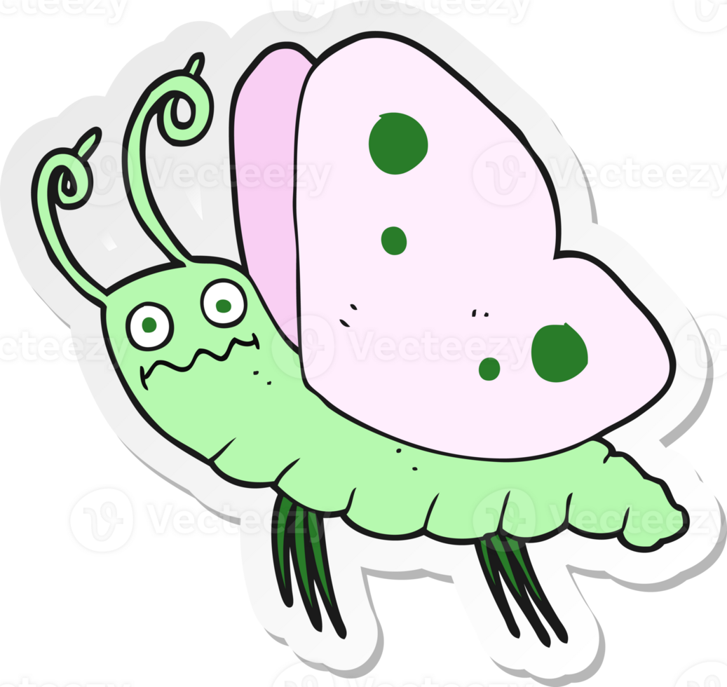 sticker of a cartoon funny butterfly png