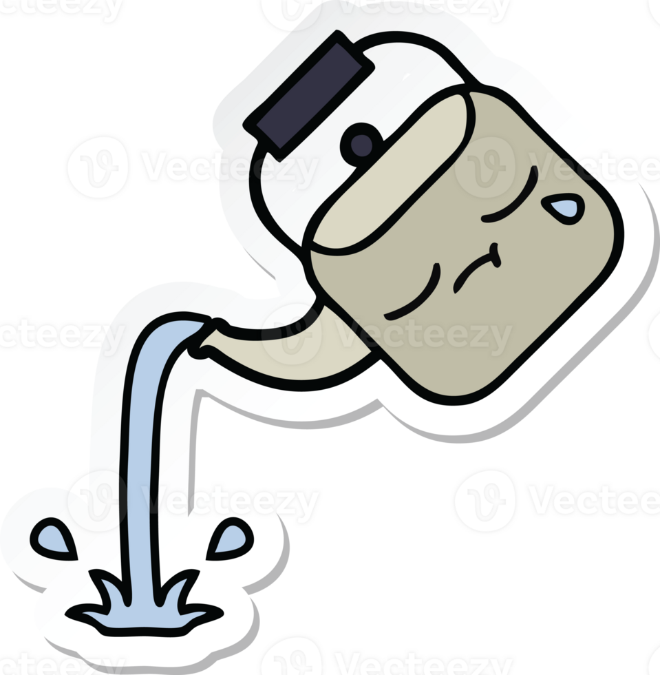 sticker of a cute cartoon pouring kettle png