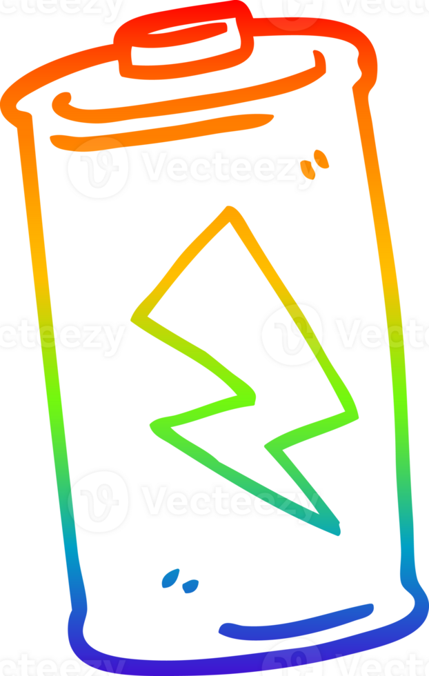 rainbow gradient line drawing of a cartoon battery png