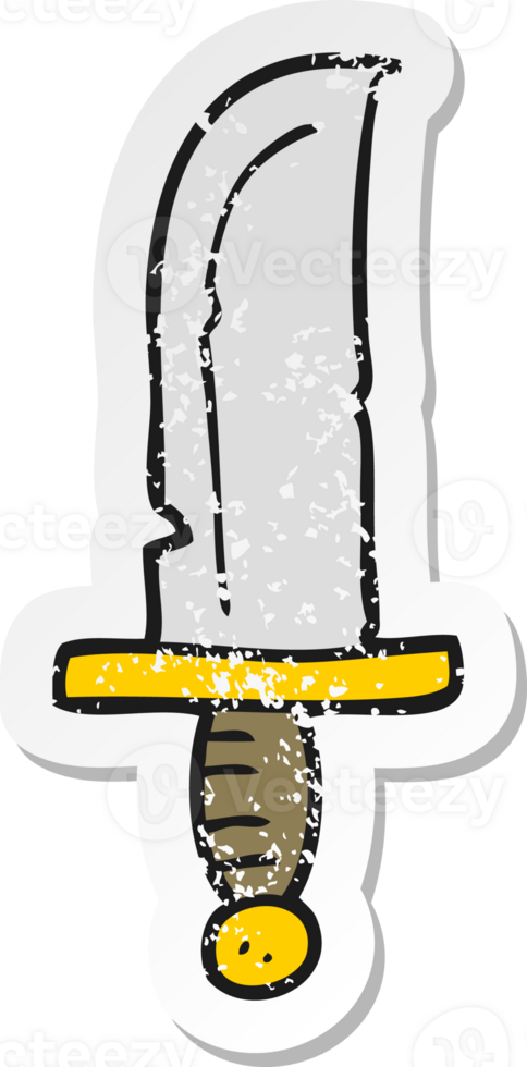 retro distressed sticker of a cartoon knife png