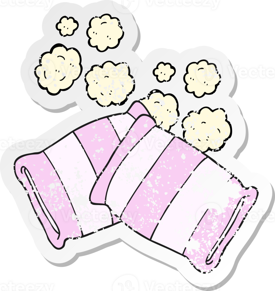 retro distressed sticker of a cartoon pillow png